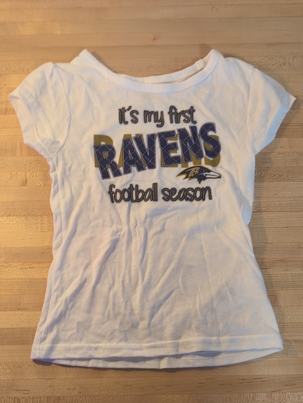 NFL Kids White T-Shirt with Purple & Gold Ravens Graphic
